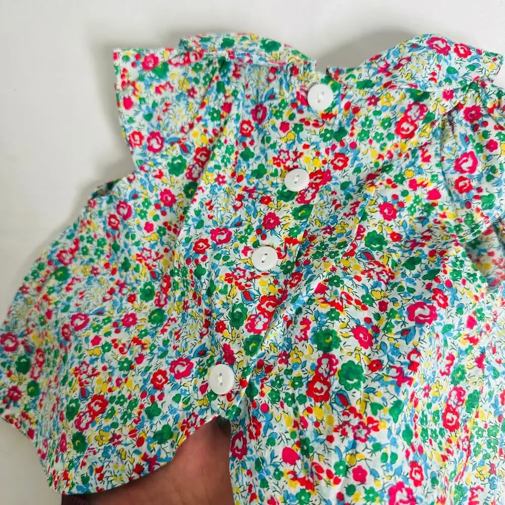 Vintage Bella Bliss Floral Button Down Scoop Back Dress Sz 3 mo
